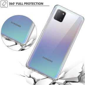 Луксозен ултра тънък Поли-Карбонов комплект предна и задна част със силиконова ТПУ рамка 360° Body Guard за Samsung Galaxy Note 10 Lite N770F кристално прозрачен
